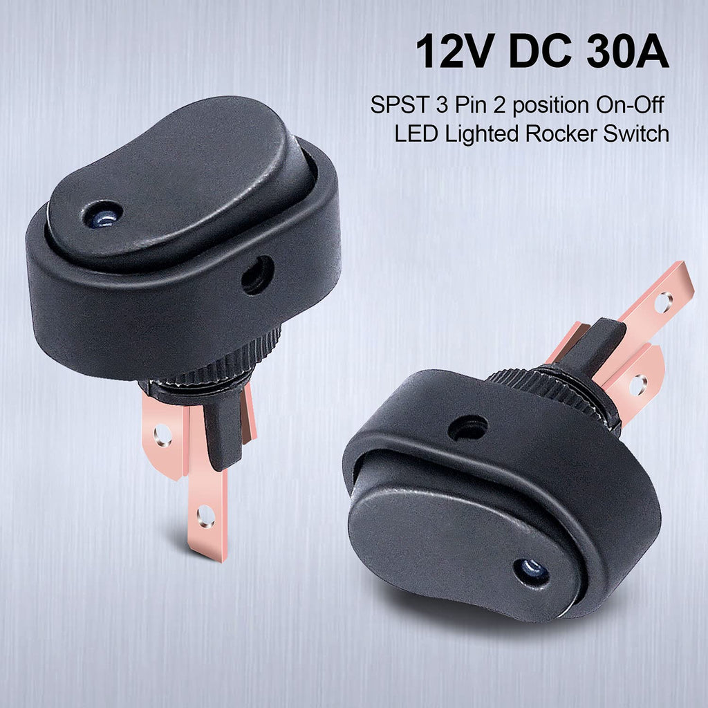 12V Rocker Switch 30A SPST 3 Pin On-Off Rocker Toggle Switch – Chaser ...