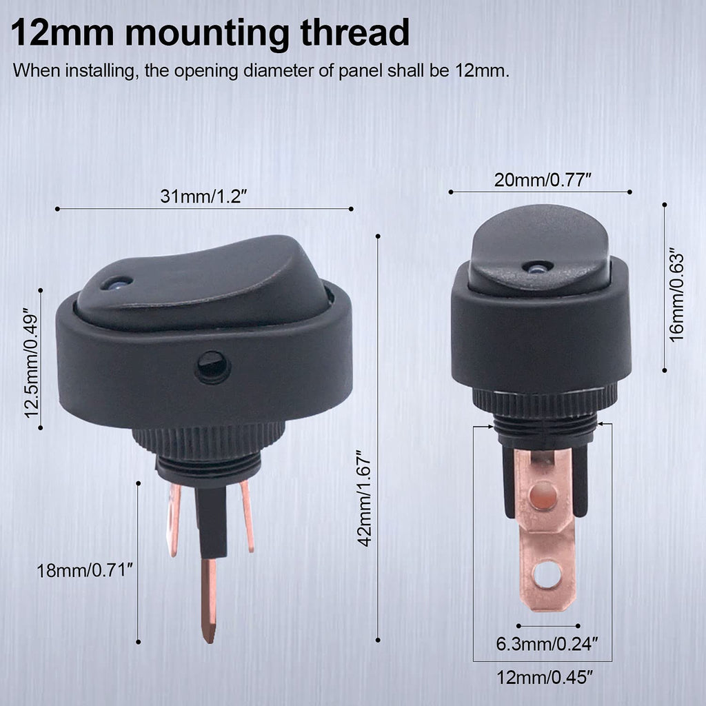 12V Rocker Switch 30A SPST 3 Pin On-Off Rocker Toggle Switch – Chaser ...